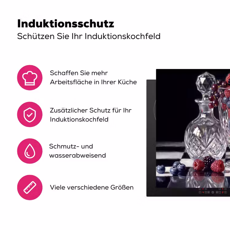 Herdabdeckplatte - Beeren – Kristall – Stillleben - Bessen - Kristal - Stilleven Inductie beschermer vinyl 3mm middel