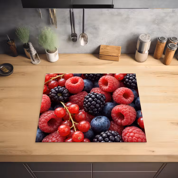Bessen - Mix - Vers - Eten - Kleurrijk Inductie beschermer vinyl 3mm middel -sfeer5