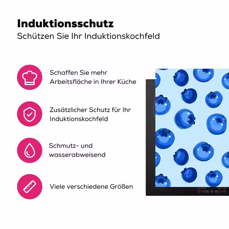 Bessen - Modern - Blauw Inductie beschermer vinyl 3mm klein 276 -zzzzzzz-lf-ups