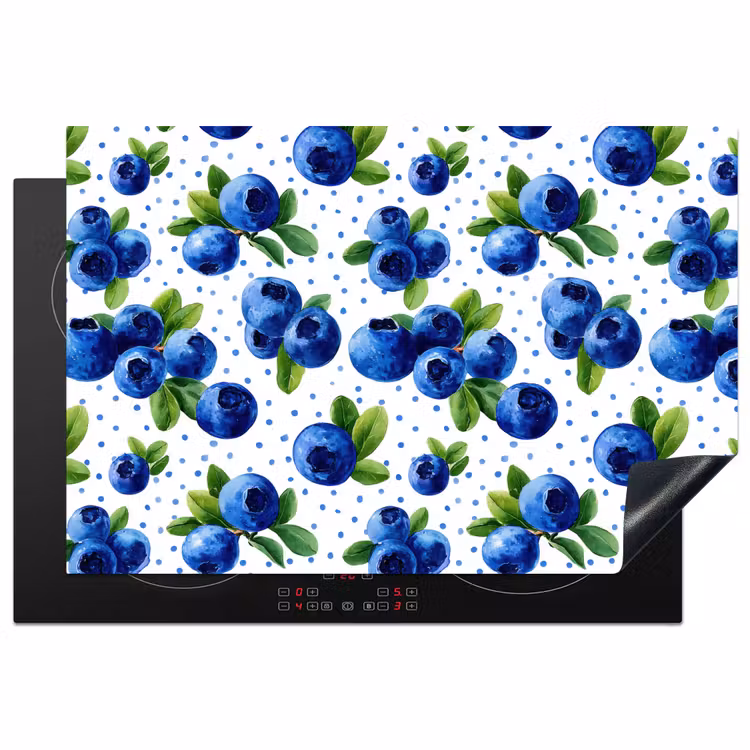 Bessen - Patroon - Blauw Inductie beschermer vinyl 3mm klein 276 -3d
