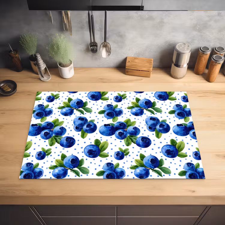 Bessen - Patroon - Blauw Inductie beschermer vinyl 3mm klein 276 -sfeer5