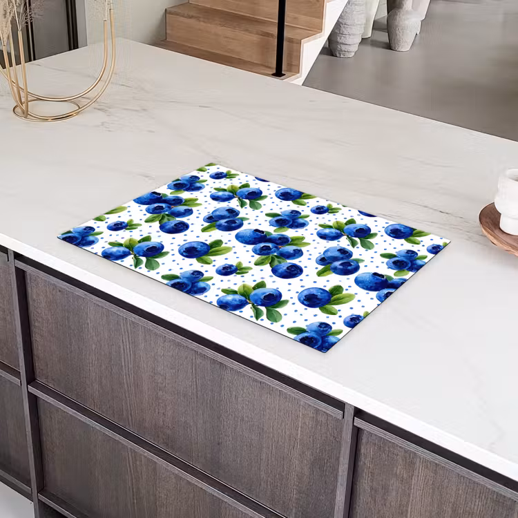 Bessen - Patroon - Blauw Inductie beschermer vinyl 3mm klein 276 -sfeer8