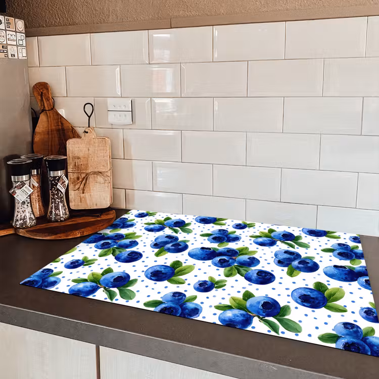 Bessen - Patroon - Blauw Inductie beschermer vinyl 3mm klein 276 -sfeer3