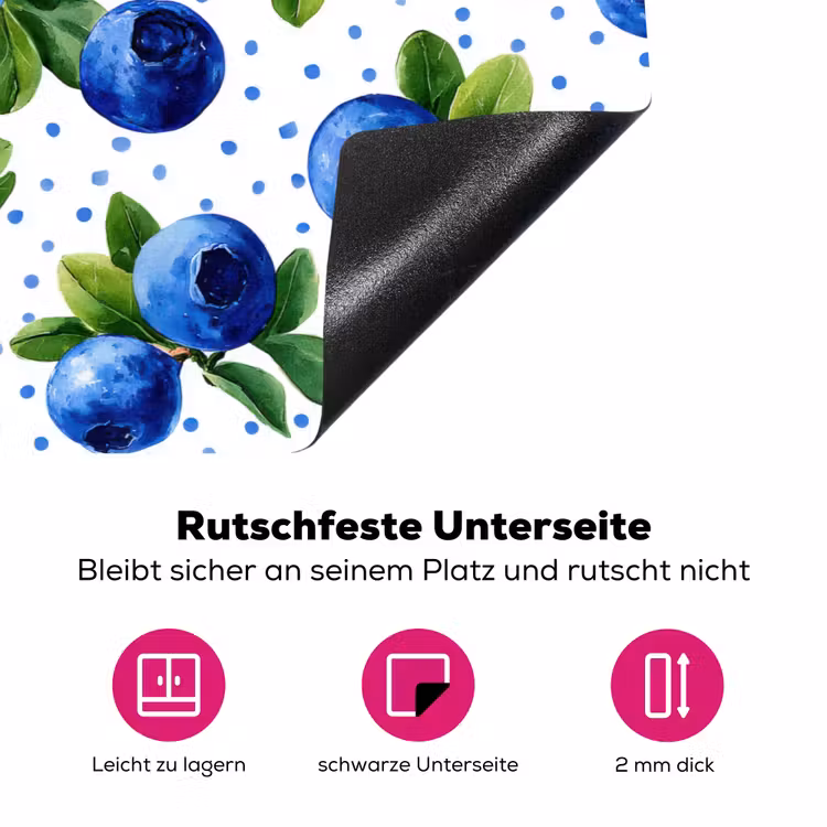 Bessen - Patroon - Blauw Inductie beschermer vinyl 3mm klein 276 -zzzzzzz-lf-onderkant