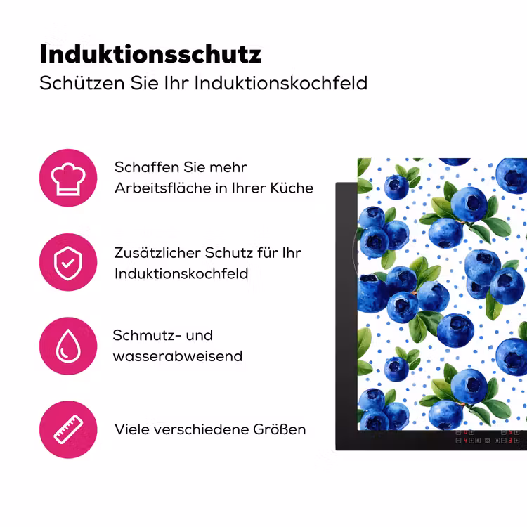 Bessen - Patroon - Blauw Inductie beschermer vinyl 3mm klein 276 -zzzzzzz-lf-ups