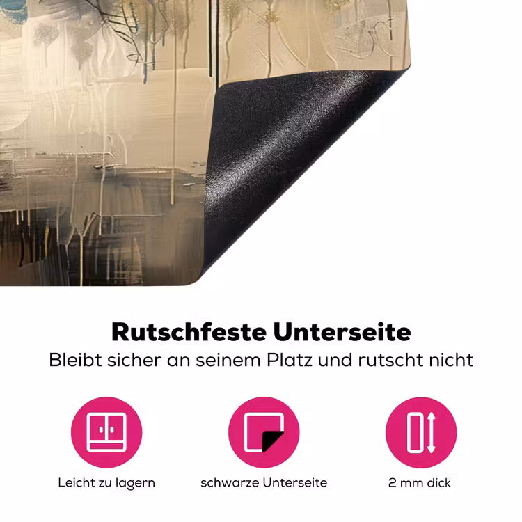 Beige - Abstract - Boom - Goud Inductie beschermer vinyl 3mm klein -zzzzzzz-lf-onderkant