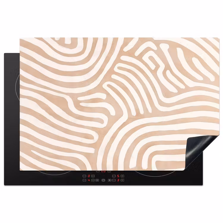 Beige - Aardspatroon Inductie beschermer vinyl 3mm klein -3d