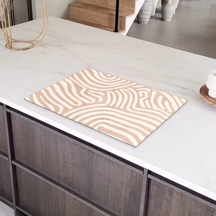 Beige - Aardspatroon Inductie beschermer vinyl 3mm klein -sfeer8