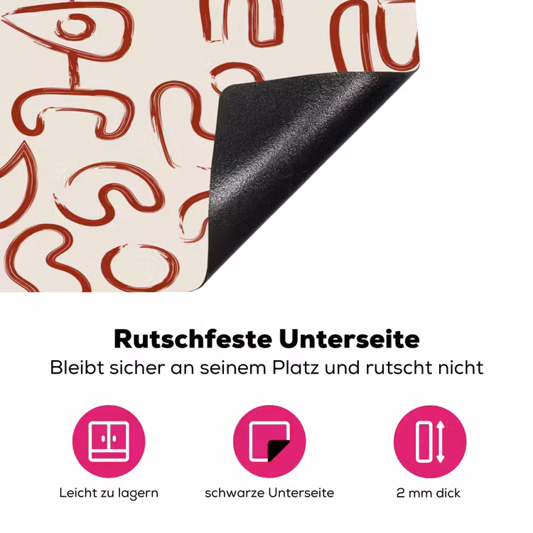 Beige - Vormen - Rood - Patroon Inductie beschermer vinyl 3mm klein 276 -zzzzzzz-lf-onderkant