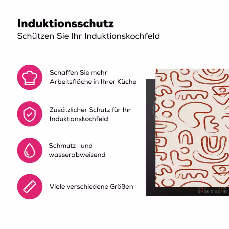 Beige - Vormen - Rood - Patroon Inductie beschermer vinyl 3mm klein 276 -zzzzzzz-lf-ups