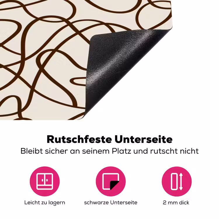Beige - Lijnen - Donkerbruin Inductie beschermer vinyl 3mm klein 276 -zzzzzzz-lf-onderkant