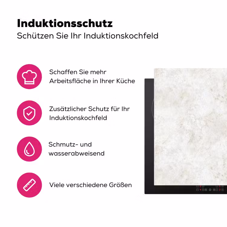 Beige - Marmer - Aders Inductie beschermer vinyl 3mm klein 276 -zzzzzzz-lf-ups