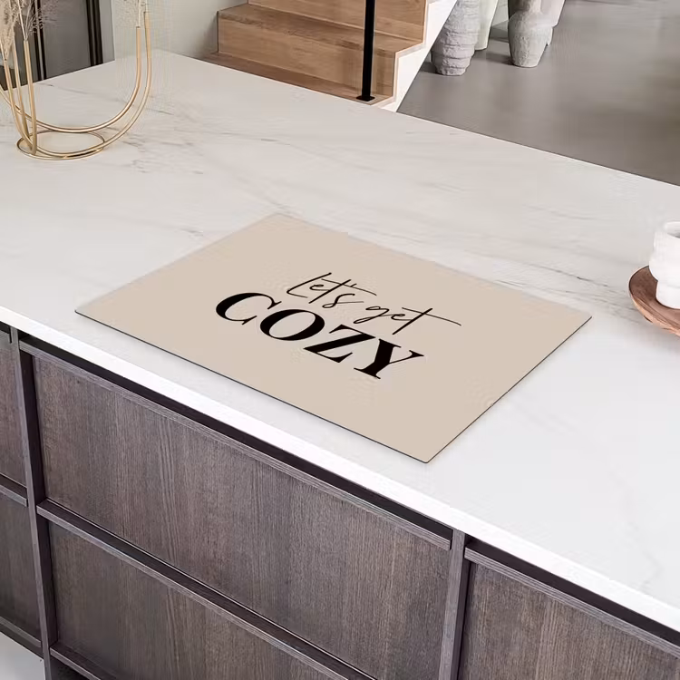 Beige - Winter - Quote - Cozy Inductie beschermer vinyl 3mm klein -sfeer8