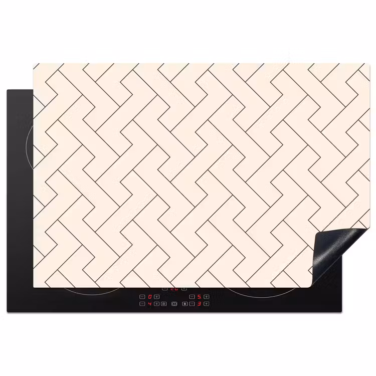 Beige - Zigzag - Patroon Inductie beschermer vinyl 3mm klein 276 -3d