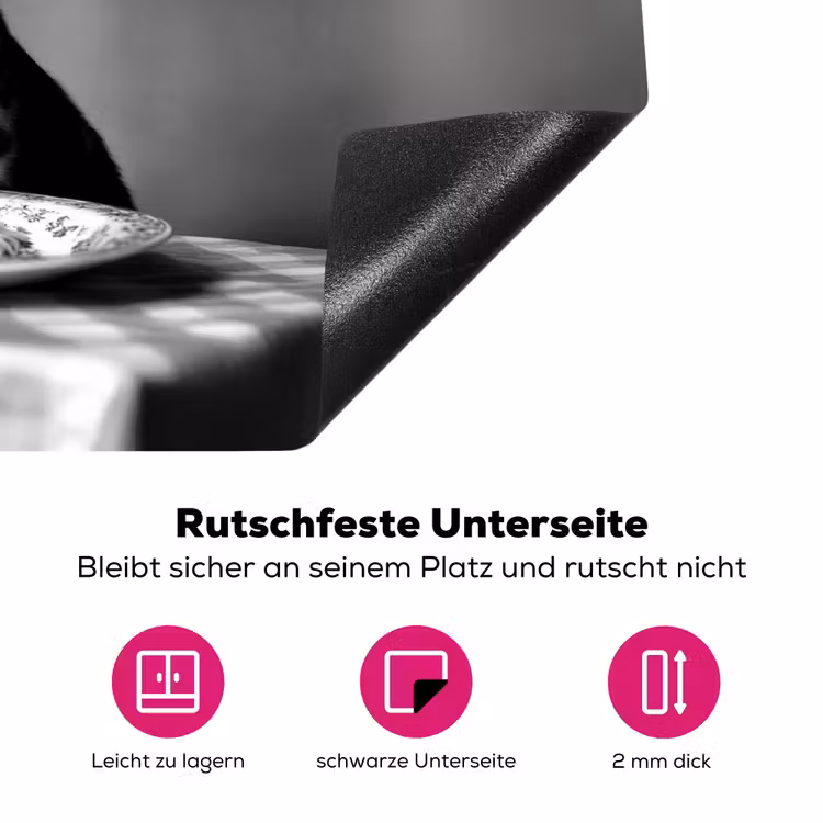 Bengaal - Kat - Tafelkleed - Zwart - Wit - Dier Inductie beschermer vinyl 3mm klein -zzzzzzz-lf-onderkant