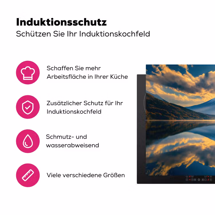 Berg - Rivier - Zonsondergang Inductie beschermer vinyl 3mm klein -zzzzzzz-lf-ups