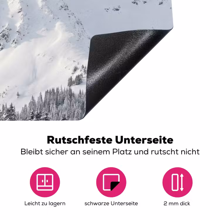 Berg - Sneeuw - Winter - Natuur - Wit Inductie beschermer vinyl 3mm klein -zzzzzzz-lf-onderkant