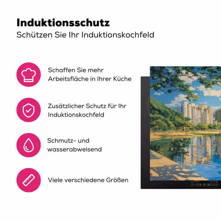 Berg - Skyline - Strand - Water Inductie beschermer vinyl 3mm klein -zzzzzzz-lf-ups