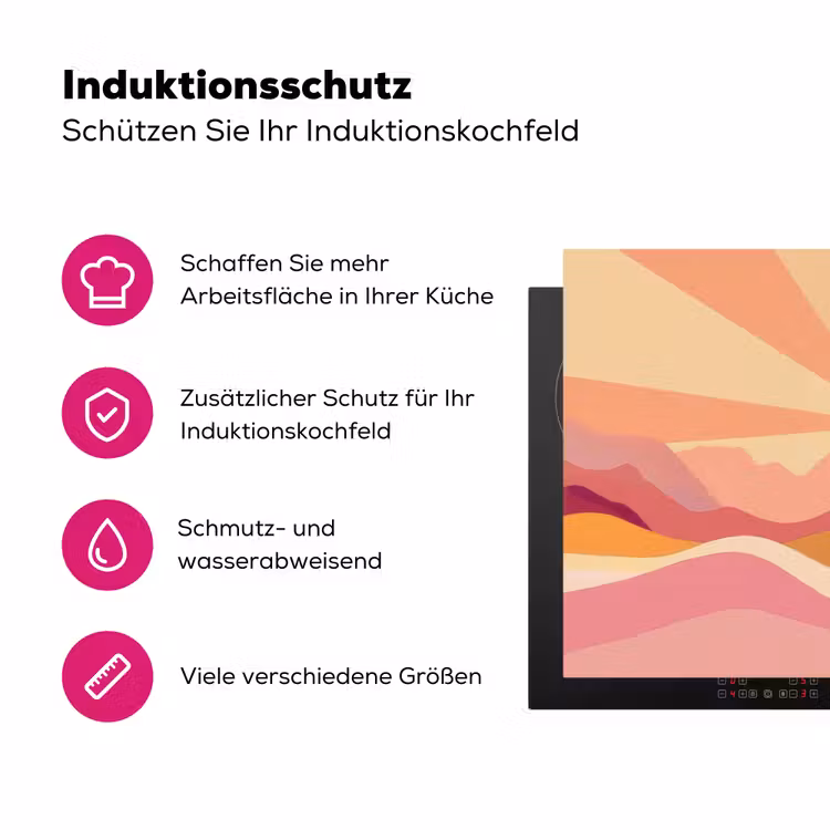 Bergen - Abstract - Zonnestralen - Roze Inductie beschermer vinyl 3mm klein -zzzzzzz-lf-ups
