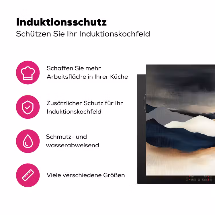 Bergen - Donkerblauw - Landschap Inductie beschermer vinyl 3mm klein -zzzzzzz-lf-ups