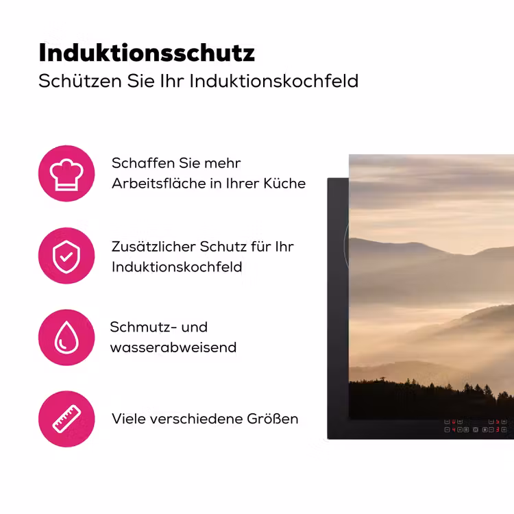Bergen - Mist - Zonnestralen Inductie beschermer vinyl 3mm klein -zzzzzzz-lf-ups