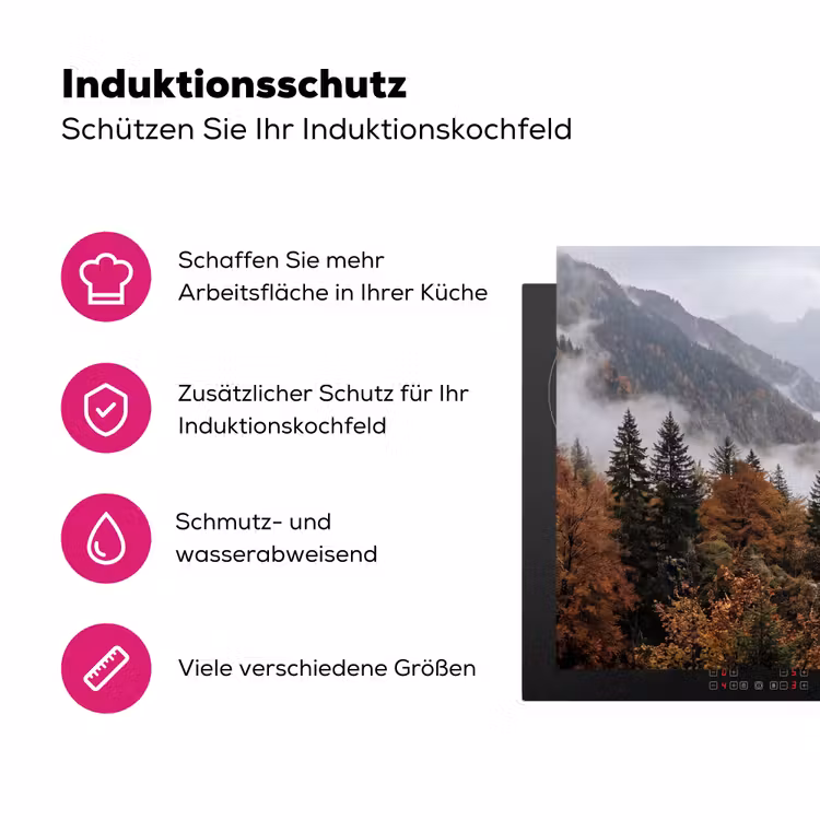 Bergen - Vallei - Mist - Herfst - Natuur Inductie beschermer vinyl 3mm klein -zzzzzzz-lf-ups