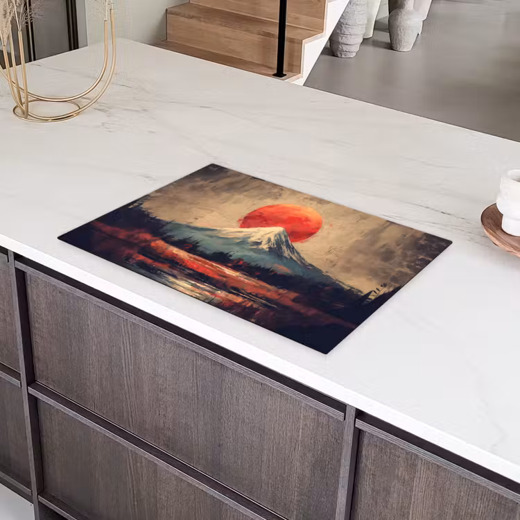 Bergtop - Sneeuw - Zon Inductie beschermer vinyl 3mm klein -sfeer8