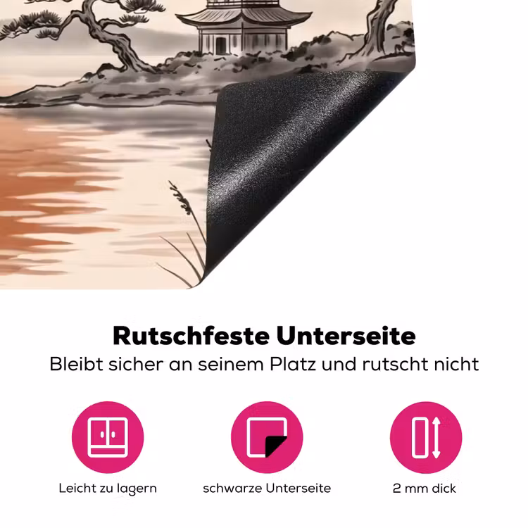 Bergtop - Meer - Bloesem Inductie beschermer vinyl 3mm klein -zzzzzzz-lf-onderkant