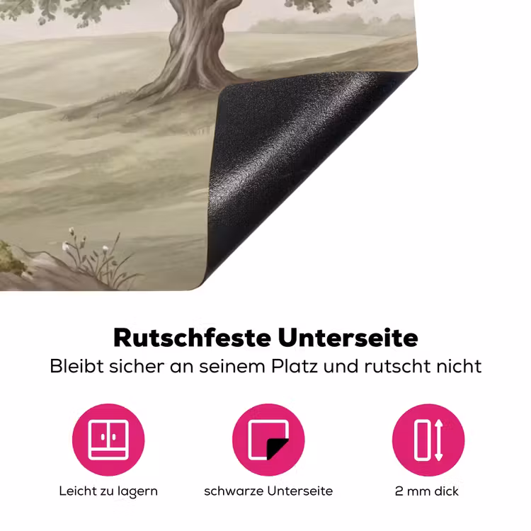 Heuvellandschap - Bomen - Natuur - Groen Inductie beschermer vinyl 3mm klein -zzzzzzz-lf-onderkant