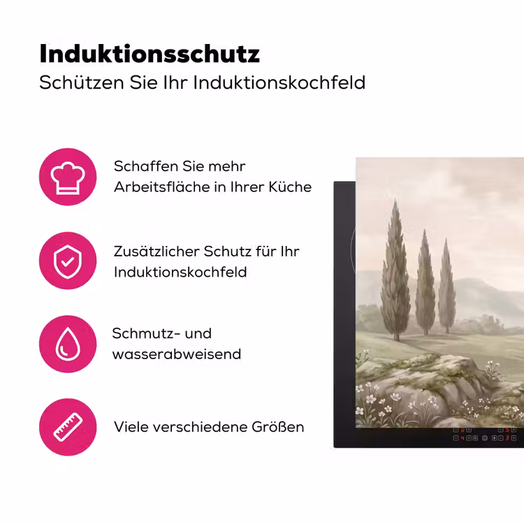 Heuvellandschap - Bomen - Natuur - Groen Inductie beschermer vinyl 3mm klein -zzzzzzz-lf-ups