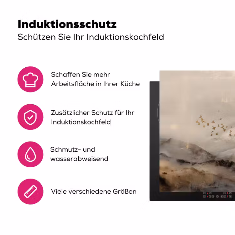 Berglandschap - Mist - Penseelstreken Inductie beschermer vinyl 3mm klein -zzzzzzz-lf-ups