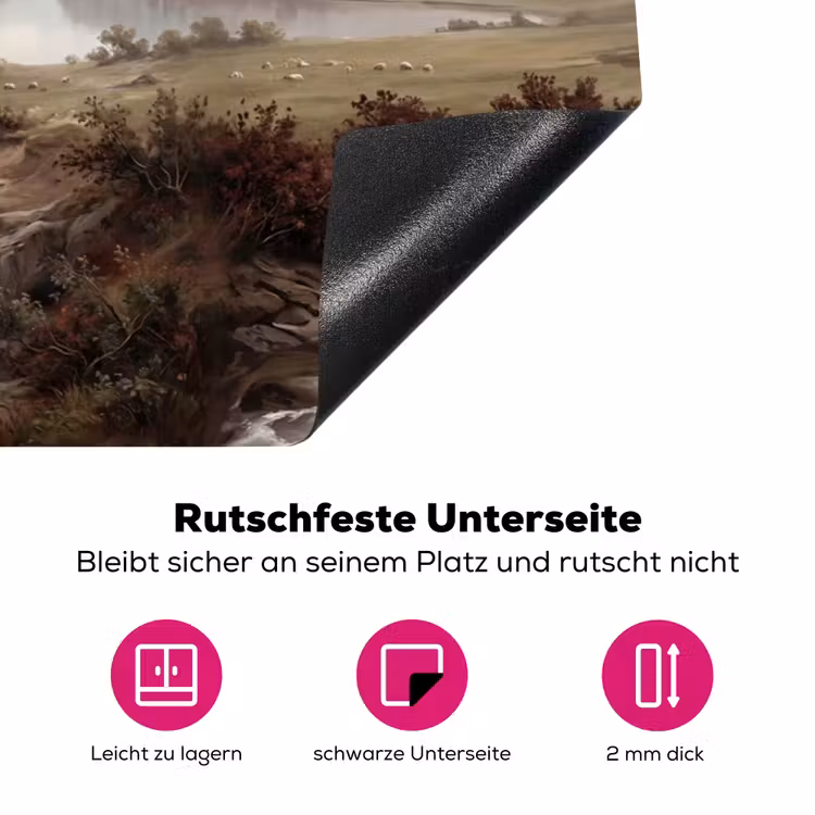 Berglandschap - Meer - Bergen - Vallei - Klassiek Inductie beschermer vinyl 3mm klein -zzzzzzz-lf-onderkant