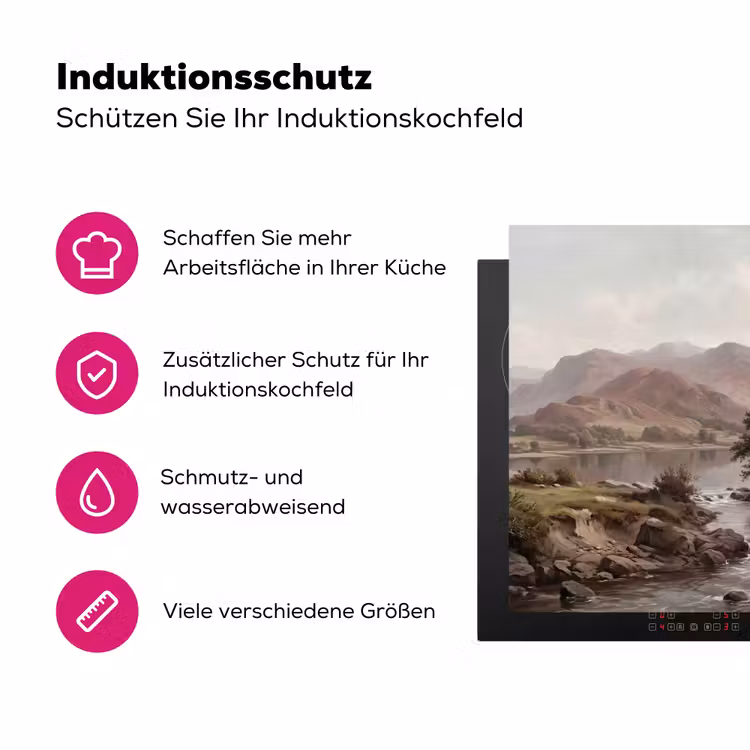 Berglandschap - Meer - Bergen - Vallei - Klassiek Inductie beschermer vinyl 3mm klein -zzzzzzz-lf-ups