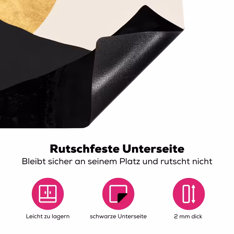 Bergsilhouetten - Gouden cirkel - Beige Inductie beschermer vinyl 3mm klein -zzzzzzz-lf-onderkant