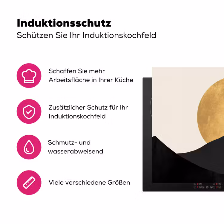 Bergsilhouetten - Gouden cirkel - Beige Inductie beschermer vinyl 3mm klein -zzzzzzz-lf-ups
