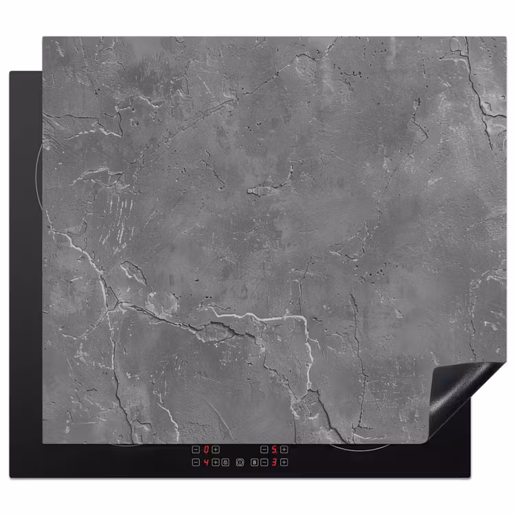 Beton - Grijs - Abstract - Betonlook Inductie beschermer vinyl 3mm middel -3d