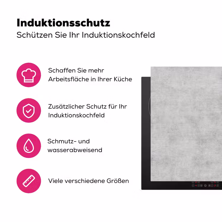 Beton - Grijs - Industrieel - Patroon Inductie beschermer vinyl 3mm klein 276 -zzzzzzz-lf-ups