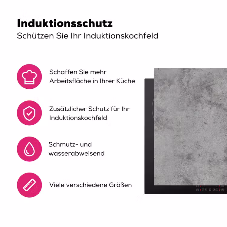 Beton - Grijs - Patronen Inductie beschermer vinyl 3mm klein 276 -zzzzzzz-lf-ups