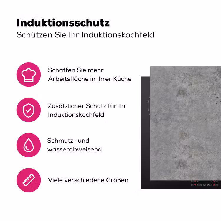 Beton - Industrieel - Patronen Inductie beschermer vinyl 3mm klein 276 -zzzzzzz-lf-ups
