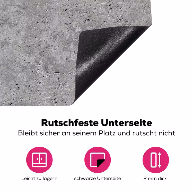 Beton - Leisteen - Grijs - Betonstructuur Inductie beschermer vinyl 3mm klein -zzzzzzz-lf-onderkant