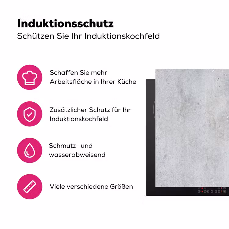 Beton - Textuur - Achtergrond - Grijs - Industrieel Inductie beschermer vinyl 3mm klein -zzzzzzz-lf-ups