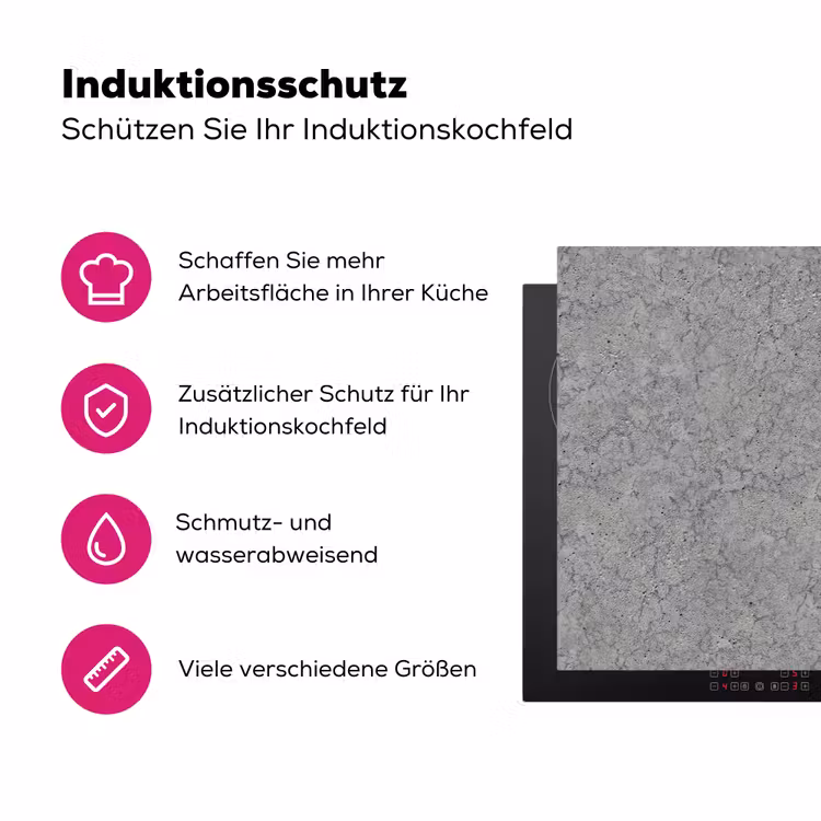 Beton - Muur - Patronen - Industrieel Inductie beschermer vinyl 3mm klein 276 -zzzzzzz-lf-ups