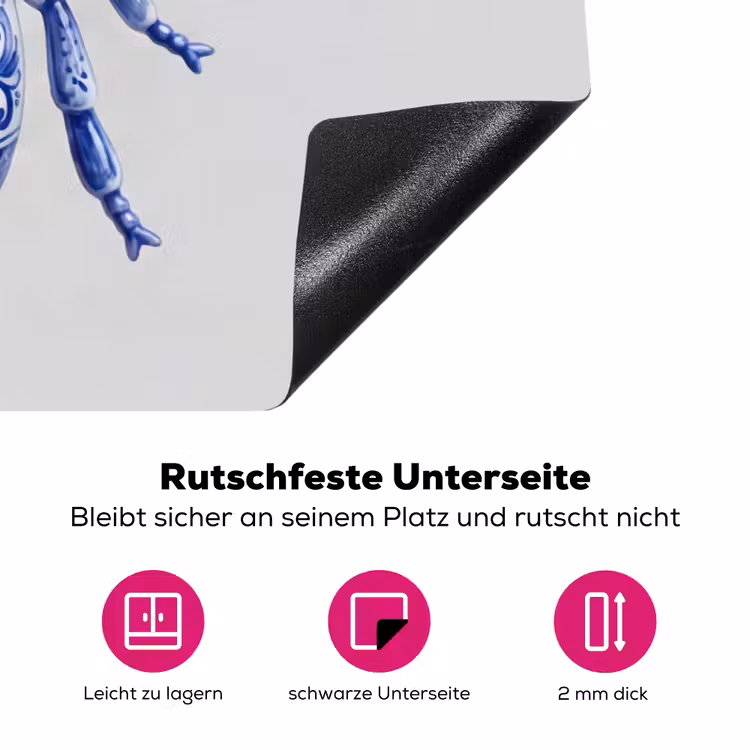 Bij - Modern - Delfts - Blauw Inductie beschermer vinyl 3mm klein -zzzzzzz-lf-onderkant