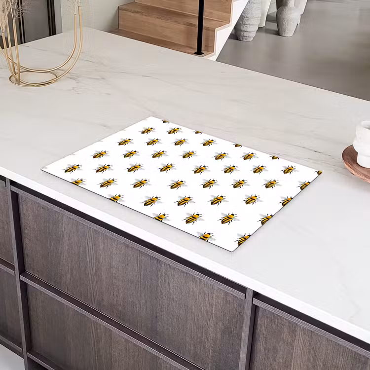 Bijen - Tijdloos - Wit Inductie beschermer vinyl 3mm klein 276 -sfeer8