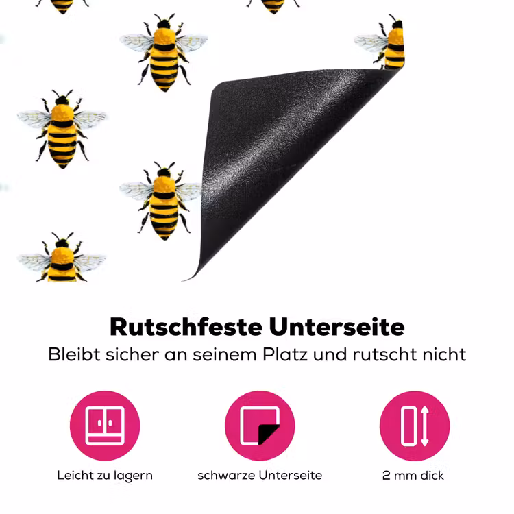 Bijen - Tijdloos - Wit Inductie beschermer vinyl 3mm klein 276 -zzzzzzz-lf-onderkant