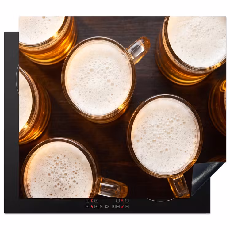 Bier - Glazen - Schuim - Hout - Drank Inductie beschermer vinyl 3mm middel -3d