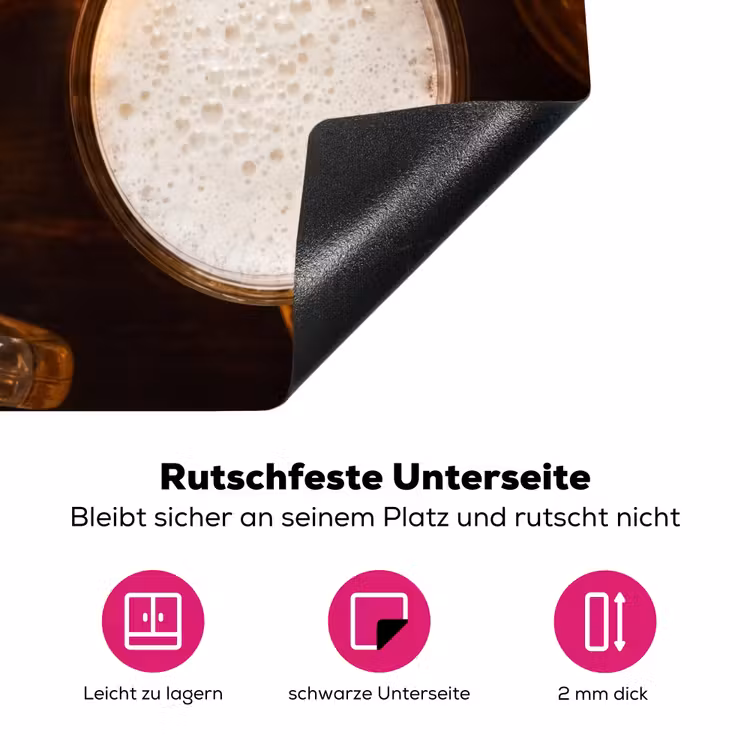 Bier - Glazen - Schuim - Hout - Drank Inductie beschermer vinyl 3mm middel -zzzzzzz-lf-onderkant