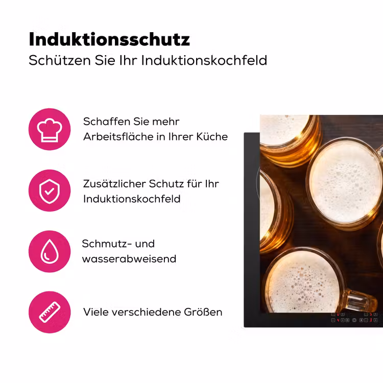 Bier - Glazen - Schuim - Hout - Drank Inductie beschermer vinyl 3mm middel -zzzzzzz-lf-ups