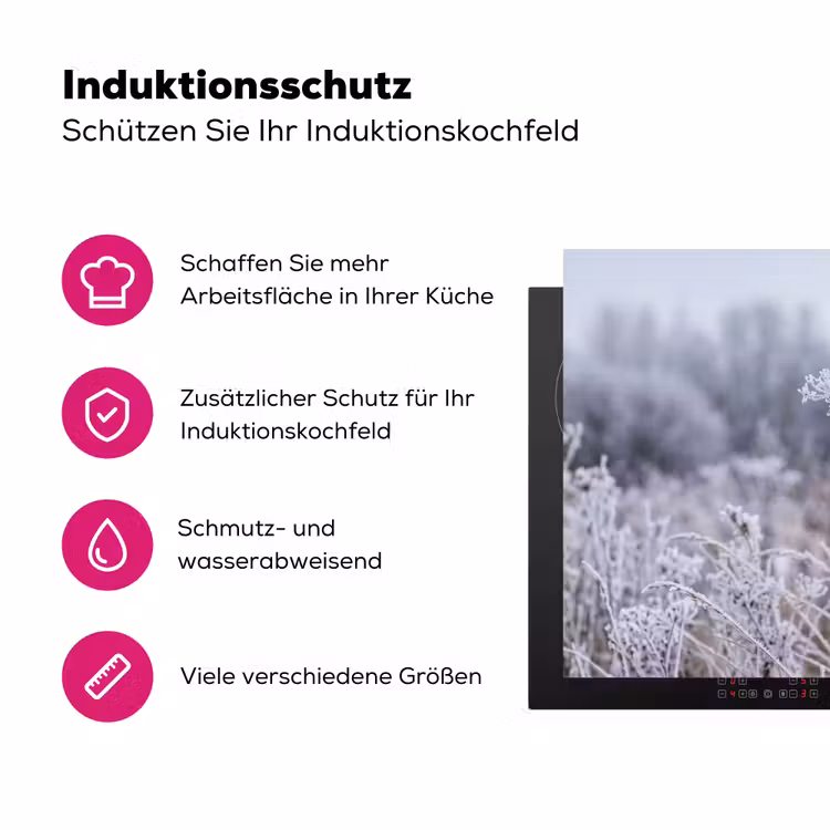 Schermbloem - Rijp - Kristallen - Winter - Delicaat Inductie beschermer vinyl 3mm klein -zzzzzzz-lf-ups