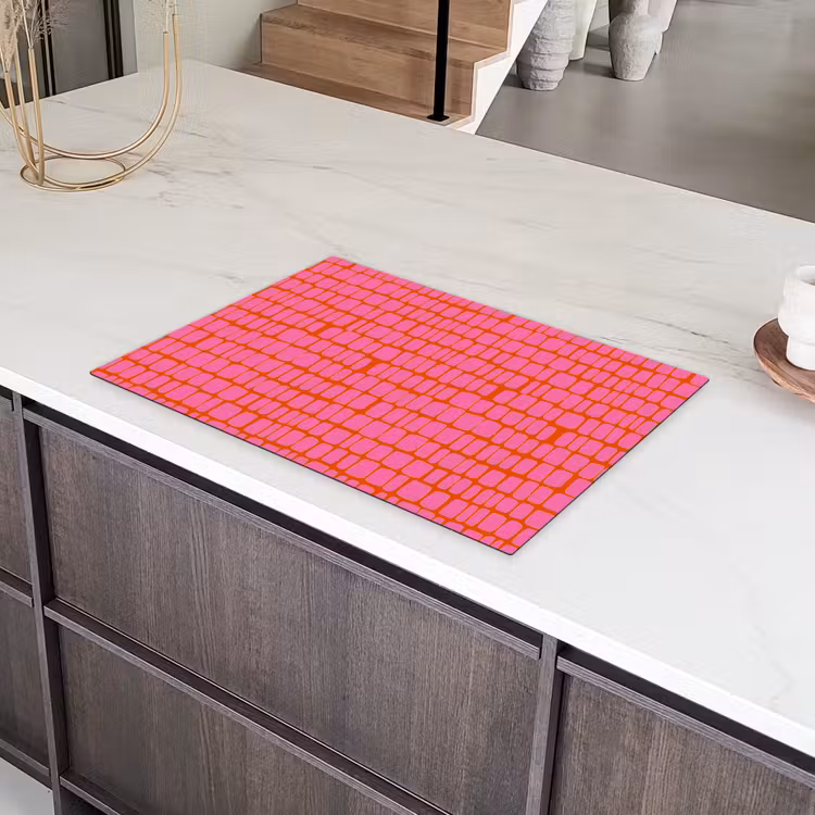Organisch - Raster - Roze Inductie beschermer vinyl 3mm klein 276 -sfeer8